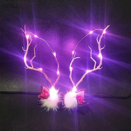 Licogel Noel Led saç Clips - 8PCS parti saç kelepçeleri dekoratif ışık-up Festivali Başlığı Sevimli Ren Geyiği ördek Gagası Klipler