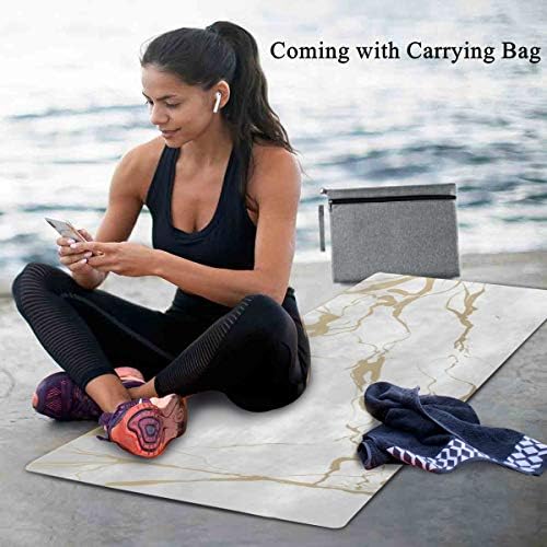 MCHIVER Seyahat Yoga Mat Kaymaz-Mermer Katlanabilir egzersiz matı Hafif egzersiz matı ile Çanta Ter Emici Kapak Pad için Yoga