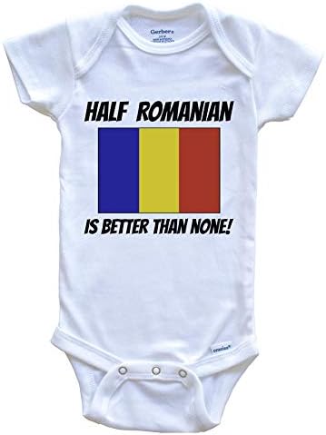 Yarım Romen Hiç Romanya Bayrağı Komik Bebek Onesie Daha iyidir