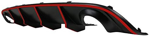 IKON MOTORSPORLARI Tampon Dudak 2015-2022 Dodge Charger SRT İle Uyumlu, V2 Tarzı Arka Difüzör ile Kırmızı Yansıtıcı Bant