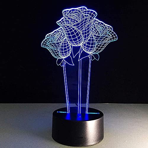 Romantik Güller Masa Masa Lambası Onaltı Renk Değişimi Dekor Lambası çocuk Noel Günü ve doğum günü hediyesi Sanat 3D Gece Lambası