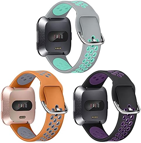 EZCO Spor Bantları ile Uyumlu Fitbit Versa 2 / Versa / Versa Lite, 3-Pack Yumuşak Silikon Yedek saat kayışı Bilekliği Aksesuarları