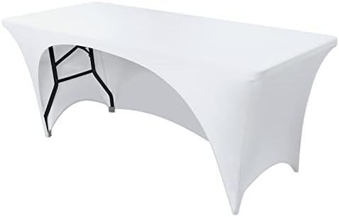 FestiCorp Beyaz Gömme Masa Örtüsü için 6 Ayak Masa-Spandex Masaj Kirpik Yatak Masa Örtüleri 6Ft, Elastik Masa Örtüleri, Aç Geri