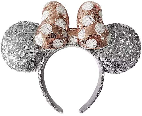 Disney Parkları Minnie Mouse Kulakları Payetli Kafa Bandı-Altın Fiyonklu Gümüş