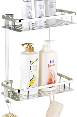 NAllo A + Yumruk-Ücretsiz Kurulum Banyo Çerçeve, Alüminyum 2-Katmanlı Duş Raf Caddy için Şampuan Depolama Sepeti, banyo / tuvalet