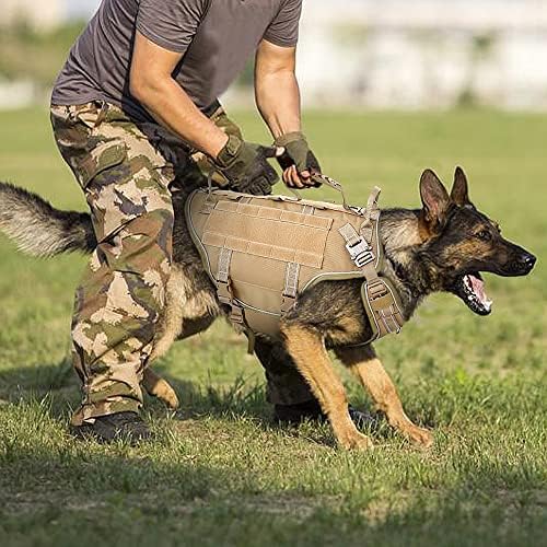 WENH Taktik Köpek Koşum Hiçbir Çekme Ayarlanabilir Askeri Pet Eğitim Koşum Molle Yelek Kolu ile Orta Büyük Köpekler için Açık
