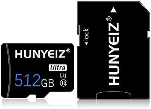 512GB Micro SD Kart, Adaptörlü microSDXC UHS Flash Bellek Kartı - 80MB / s'ye kadar, A1, U3, Class10, V30, Yüksek Hızlı SD Kart
