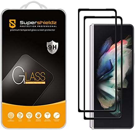 (2 Paket) Samsung Galaxy Z Fold 3 5G için Tasarlanmış Supershieldz (Sadece Ön Ekran) Temperli Cam Ekran Koruyucu, (Tam Kapak)