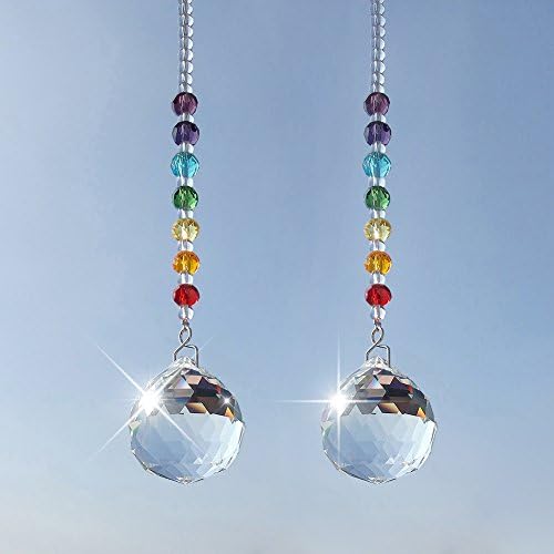 Newmerry 30mm Kristal Prizma Topu Çakra Renkler Rondelle Boncuk Strand Tasarım Gökkuşağı Suncatcher, 2 paketi