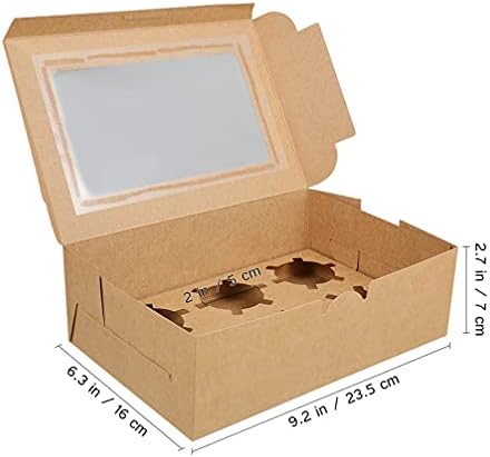 Hemoton 1 Set 20 pcs Cupcake Kutusu ile Temizle Pencere Kraft Kağıt Cupcake Konteynerler Ambalaj Taşıyıcılar Ekmek Kutusu ile