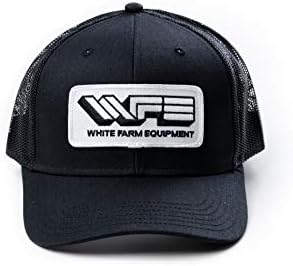 Beyaz Çiftlik Ekipmanları Traktör Logo Şapka, Siyah Örgü