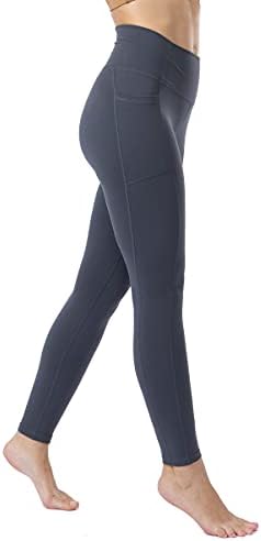 ONGASOFT Kadınlar Yüksek Bel Yoga Egzersiz Tayt Karın Kontrol Yan Cepler ıle Fırçalanmış Yumuşak Sıkı Pantolon
