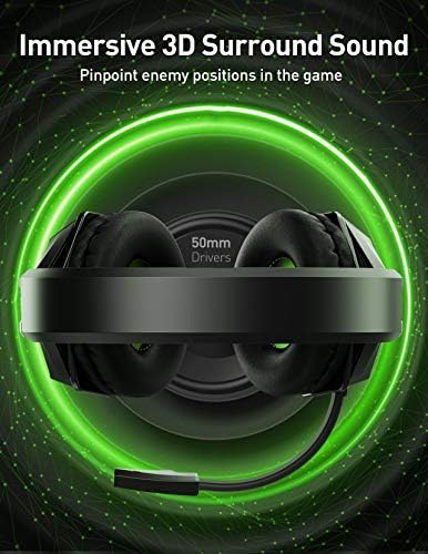 MP Tech AK oyun kulaklığı Yeşil için PS5/PS4/PC bilgisayar kulaklığı ile Gürültü Önleyici Mikrofon, Xbox Kulaklık ile 3D Stereo