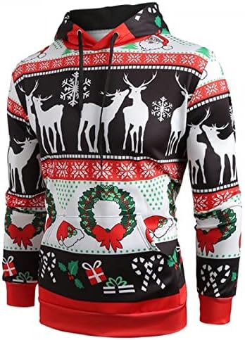 ZDFER erkek Hoodies Noel Baskılı Kazak Kazak Uzun Kollu kapüşonlu Sweatershirts Tops Kış Rahat Ceket Ceket