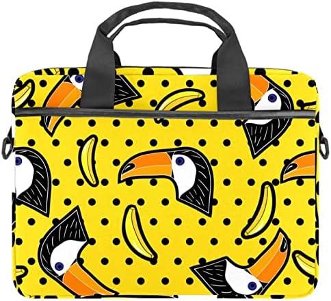Toucan Kuşlar Muz Sarı Nokta Desen Laptop omuz askılı çanta Kılıf Kol için 13.4 İnç 14.5 İnç Dizüstü laptop çantası Dizüstü Evrak