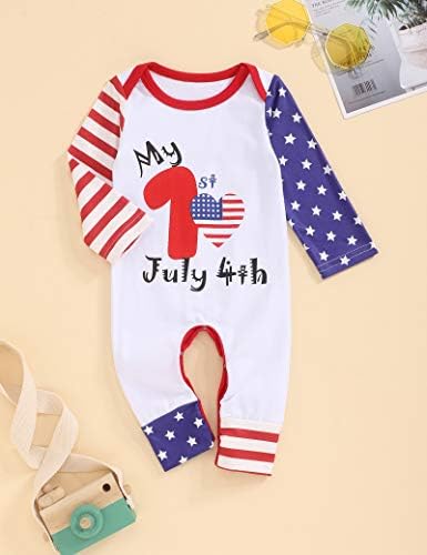 Bebek Erkek Benim Ilk 4th Temmuz Bodysuit Yenidoğan Bebek Bağımsızlık Günü Kıyafet Seti