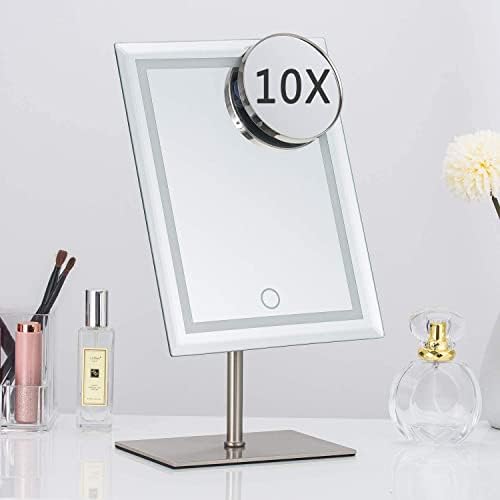 Waneway Tam Metal makyaj Aynası, 80 LED ışıklı Işıklı Makyaj Aynası ve 10X Büyütme Spot Ayna, Tuvalet Masası için USB Güç ışıklı