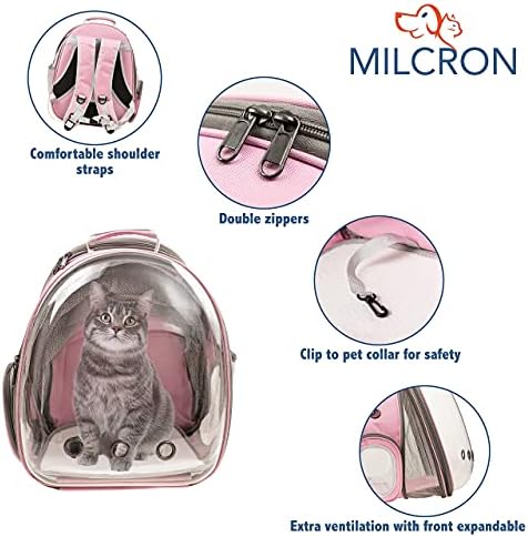 Kedi Tasmalı Milcron Genişletilebilir Ön ve Arka Kedi Sırt Çantası Taşıyıcı Kabarcık-Kedi veya Küçük Köpek için Rahat Evcil Hayvan