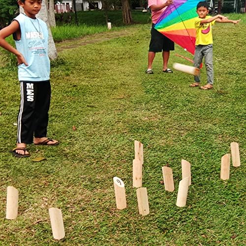 Aile için Nihai Çim Oyunu Açık Lastik Ahşap Kereste Atmak - Viking Bowling Yard Sayı Oyunları-Matematik Becerilerini Geliştirmek