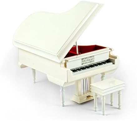 Sofistike 30 Nota Minyatür Müzikal Hi - Seçilecek Birçok Şarkı-Tezgahlı Parlak Beyaz Kuyruklu Piyano-Kürk Elise