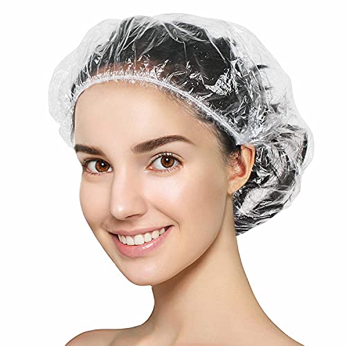 Dukal Plastik Saç Kapaklar Paketi 200 Plastik duş boneleri Su Geçirmez banyo şapkası tek kullanımlık duş boneleri Işleme Saç