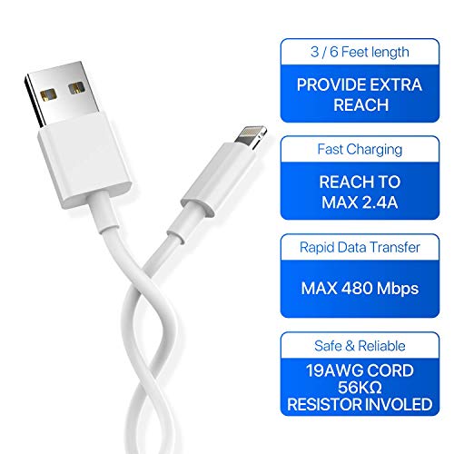 iPhone şarj cihazı, AUNC 5 Paketi 6FT Yıldırım Kablosu şarj Kablosu USB kablosu ile Uyumlu iPhone 12 iPhone 11 Pro Max XS XR