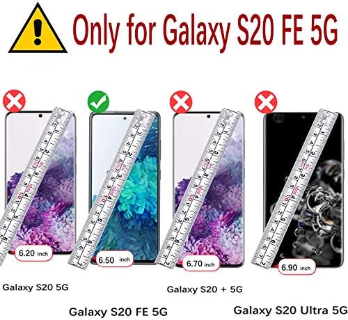 Galaxy S20 FE 5G Cüzdan Kılıf, 6.5 inç, MONASAY[Cam Ekran Koruyucu Dahil] [RFID Engelleme] Samsung Galaxy S20 FE 5G için Kredi