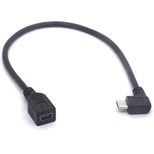 PİİHUSW Dik Açı Mikro USB Mini USB Dişi Kablo Genişletici - 90 Derece B Mikro USB Erkek Mini Dişi Konnektör Adaptörü MP3 GPS
