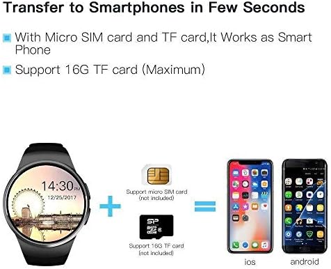 Akıllı İzle 1.5 inç IPS Yuvarlak Dokunmatik Ekran Su Geçirmez Smartwatch Telefon SIM Kart Yuvası ile, uyku Monitör, kalp Hızı