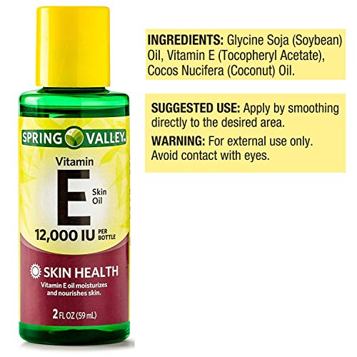 E Vitamini Yağı Cildi Nemlendirir ve Yüzünüzü Besler, 12000 IU, 2 Oz Paket w/ 'No Fluff' Ek Kılavuzu