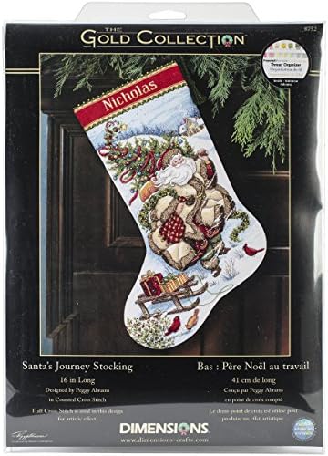 Boyutlar Altın Koleksiyonu Noel Baba'nın Yolculuk Stocking Sayılan Çapraz Dikiş: 16 Uzun