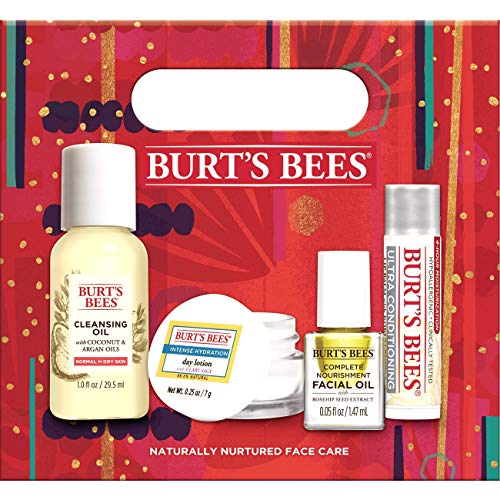 Burt'un Arıları Doğal Olarak Beslenen Yüz Bakımı Tatil Hediye Seti, 4 seyahat boyutlu Ürünler Mini Gündüz Losyonu, Mini Temizleme