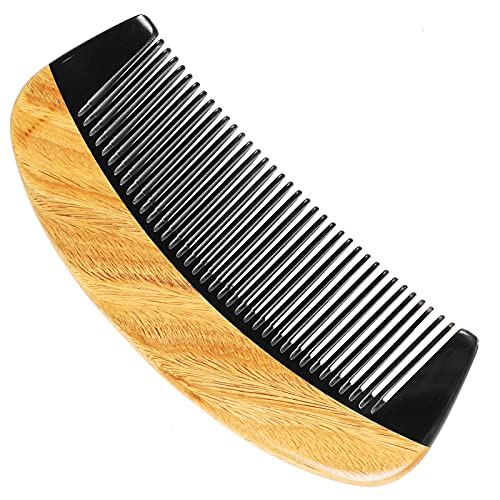 Onedor Ekstra Uzunluk El Yapımı Manda Boynuzu İle Doğal Yeşil Sandal Ağacı İnce Diş Saç Combs(Oval İnce Diş Mini Boyutu)