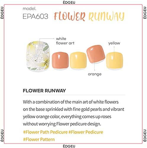 Edgeu (Çiçek Pist) Gerçek Jel Tırnak Sticker 34 adet Nail Art Lehçe Sticker Çıkartmaları