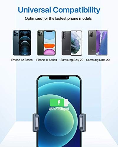 Andobil Kablosuz Şarj Cihazı [2021 Akıllı Çip] Qi Sertifikalı + 15W Hızlı Kablosuz Araç Şarj Cihazı Otomatik Sıkma iPhone 12/12Pro