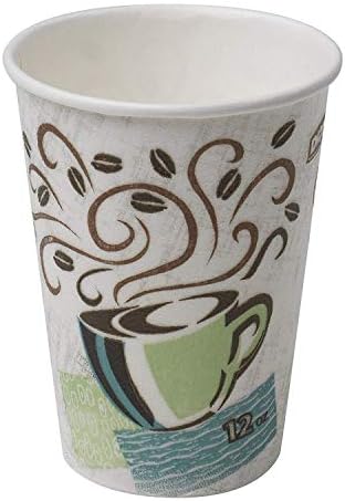 Dixie PerfecTouch WiseSize Kahve Tasarımı Yalıtımlı Kağıt Bardak, 12oz Bardak ve Kapak Paketi (12 oz, 100 Bardak, 100 Kapak)