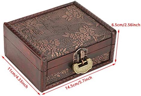Ahşap Kutu ile Kilit ve Anahtar Vintage Ahşap saklama kutusu Antika Eski Dekoratif Depolama Organizatör Takı Hazine Kutusu Organizatör