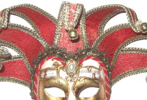 Altın ve Kırmızı Jolly Sinfonia Venedik Maskesi
