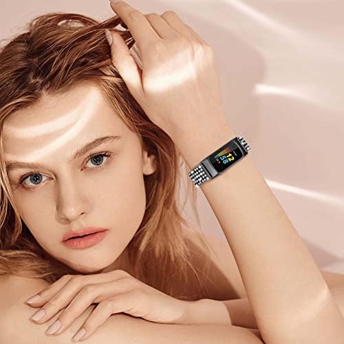 Kadınlar için Fitbit Şarj 5 Bantları ile Uyumlu KOREDA, takı Bling Elmas Rhinestone Metal Kayış Bilekliği Bilezik Fitbit Şarj