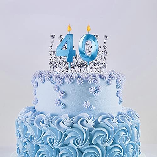 Mavi 60th Doğum Günü Mumlar için Kek, Numarası 60 6 Glitter Mum Kek Topper için Parti Yıldönümü Düğün Kutlama Dekorasyon