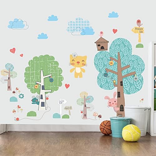 DIY Karikatür Ağacı duvar çıkartmaları Çocuk Odası Dekor Estetik Kreş Duvar Dekorasyon Çocuk Yatak Odası Kendinden Yapışkanlı