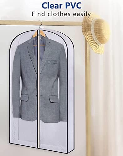 40 Asılı Giysi Çanta ,Dolap Depolama Takım Çantası 4 Köşebentli Temizle Giysi Kapak için Ceket, Ceket, Kazak (3 Paket)