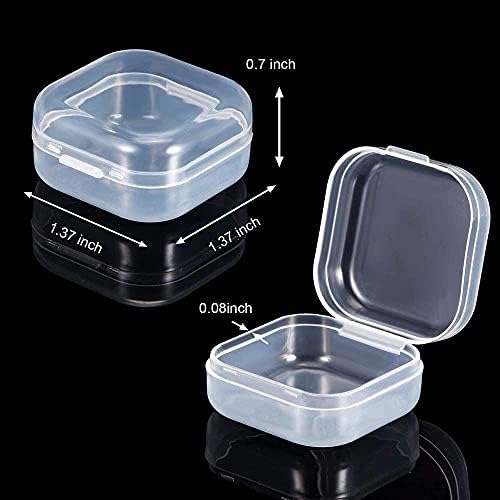 SKUPSY 20 Adet Mini Şeffaf Plastik Kutu Kare Takı Kulak Tıkacı Hap saklama kutusu Kasa kapaklı konteyner Depolama için Küçük
