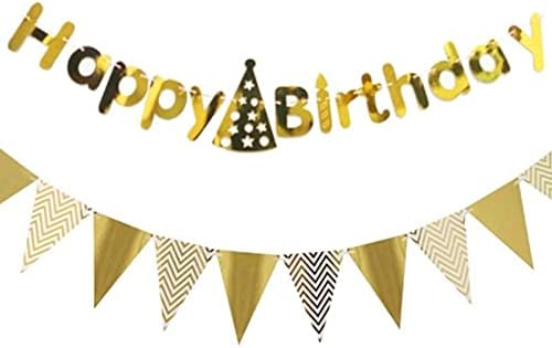 Mutlu doğum günü şapka afiş altın üçgen kiraz kuşu bayrak Doğum günü partisi afiş dekorasyon ile