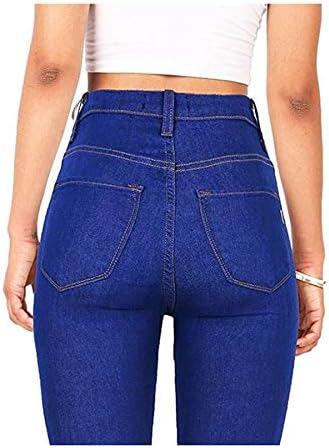 Andongnywell kadın Yüksek Rise Skinny Jeans Yüksek Waisted Slim Fit Denim Pantolon Tayt ıle Fermuar Cepler