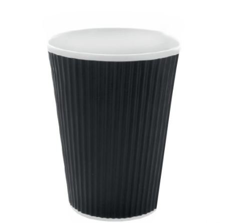 Dalgalı Siyah Kağıt Kahve Fincanı (500'lük Kasa), PacknWood-Tek Kullanımlık Sıcak Kakao İçecek Bardakları (20 oz, 3.5 x 6.1)