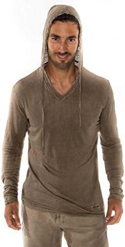 Claudio Milano Erkek %100 Jersey Keten Uzun Kollu Hoodie Tişörtü