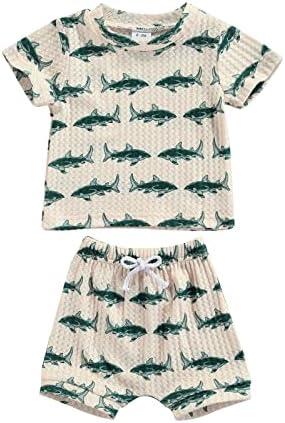 Yenidoğan Bebek Erkek Yaz Sevimli Giyim Setleri 2 adet 0-18 M Hayvan Baskılı Kısa Kollu Kazak T Shirt Tops Şort