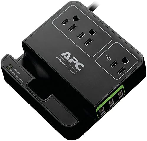 APC P3U3B 3 Çıkışlı SurgeArrest (R) 3 USB Bağlantı Noktalı Dalgalanma Koruyucusu (Siyah) elektronik tüketici Elektroniği