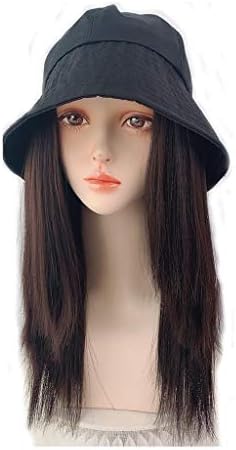 CHNOI Düz Peruk Kova şapka ıle Siyah Kadınlar ıçin peruk sentetik saç ısıya dayanıklı peruk Streetwear